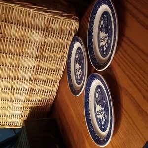 3 Buffalo China Blue Willow oval platters